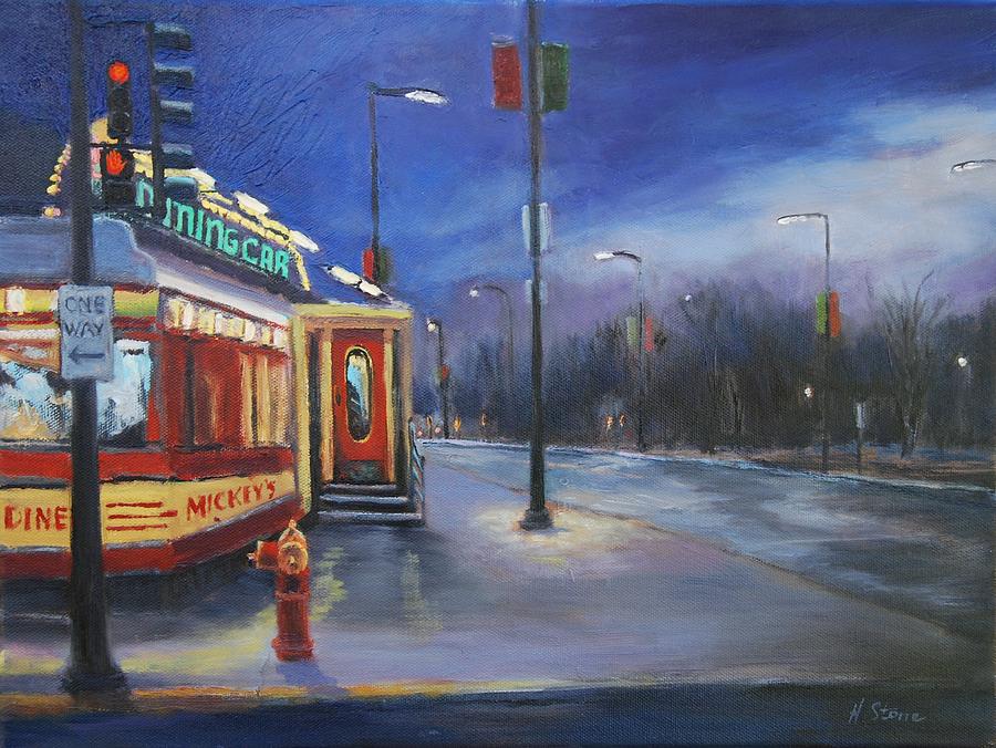 900x676 Midnight Special Painting By Holly Stone - Midnight Diner Painting
