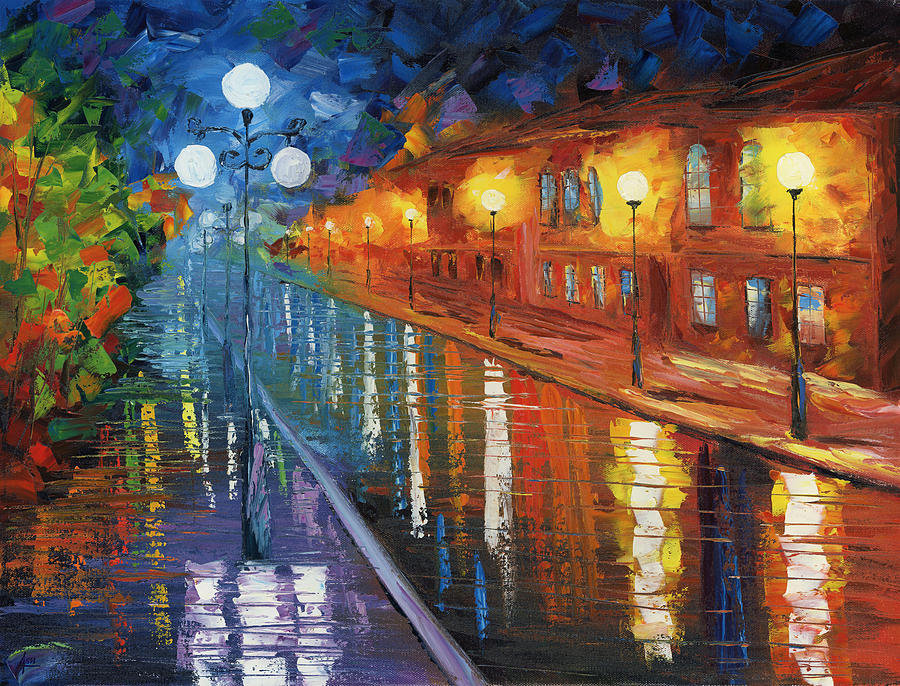 900x686 Midnight City Painting By Ash Hussein - Midnight In Paris Painting
