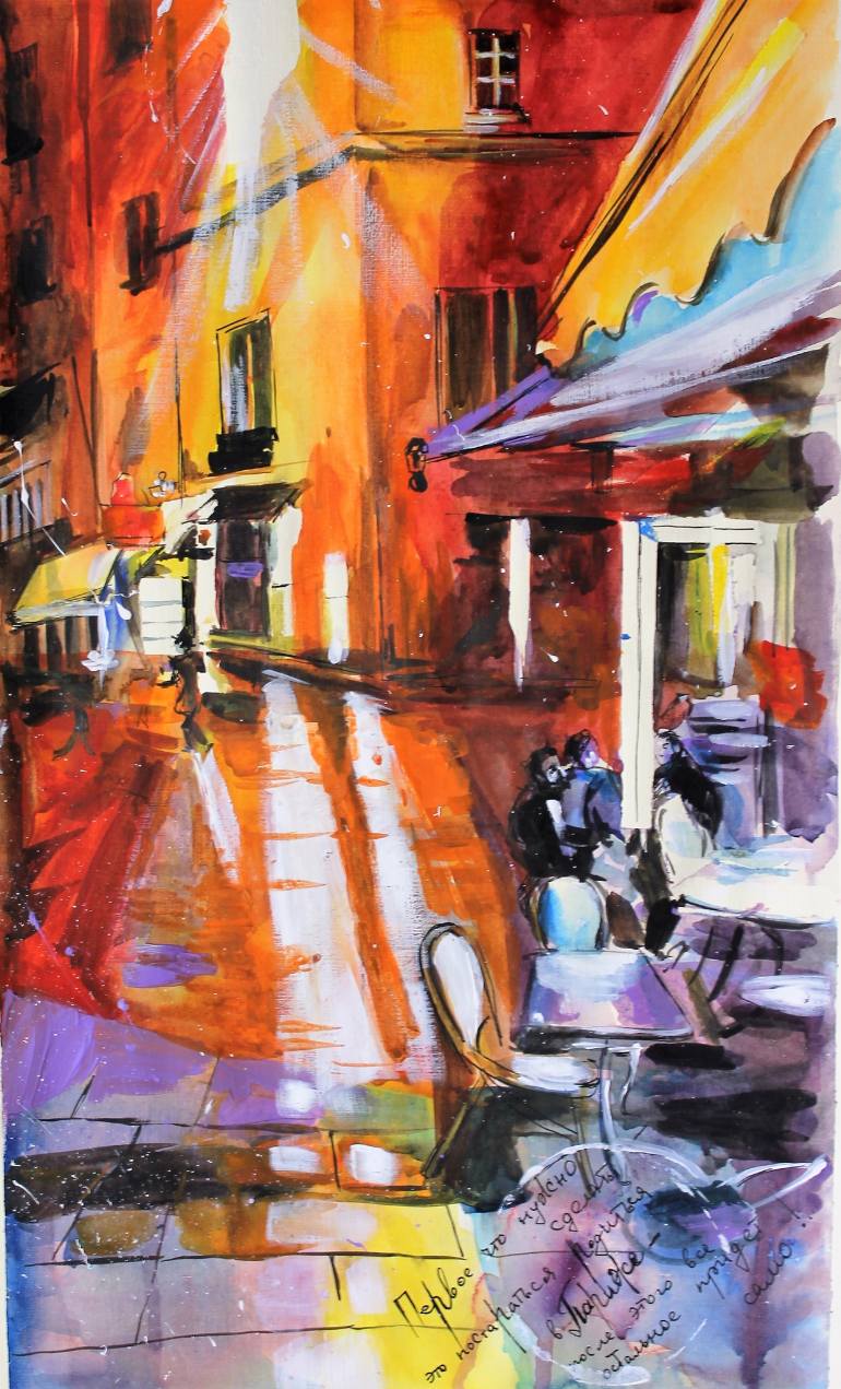 770x1271 Saatchi Art Midnight In Paris Painting By Olga Adam - Midnight In Paris Painting