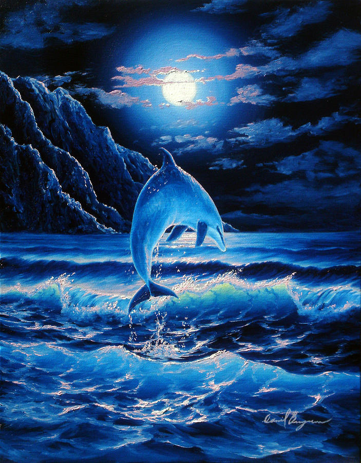 703x900 Midnight Play Painting By Daniel Bergren - Midnight Painting