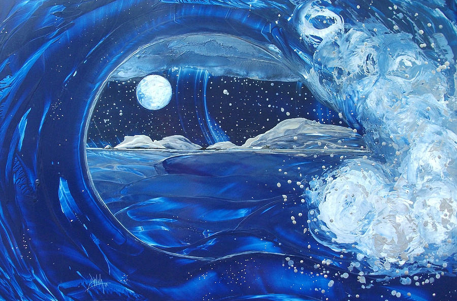 900x593 Midnight Moon Painting By Danita Cole - Midnight Painting