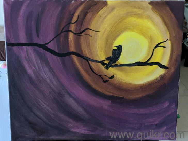 728x546 Midnight Raven Canvas Painting - Midnight Raven Painting