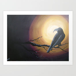 264x264 Midnight Sun Art Prints Society6 - Midnight Raven Painting