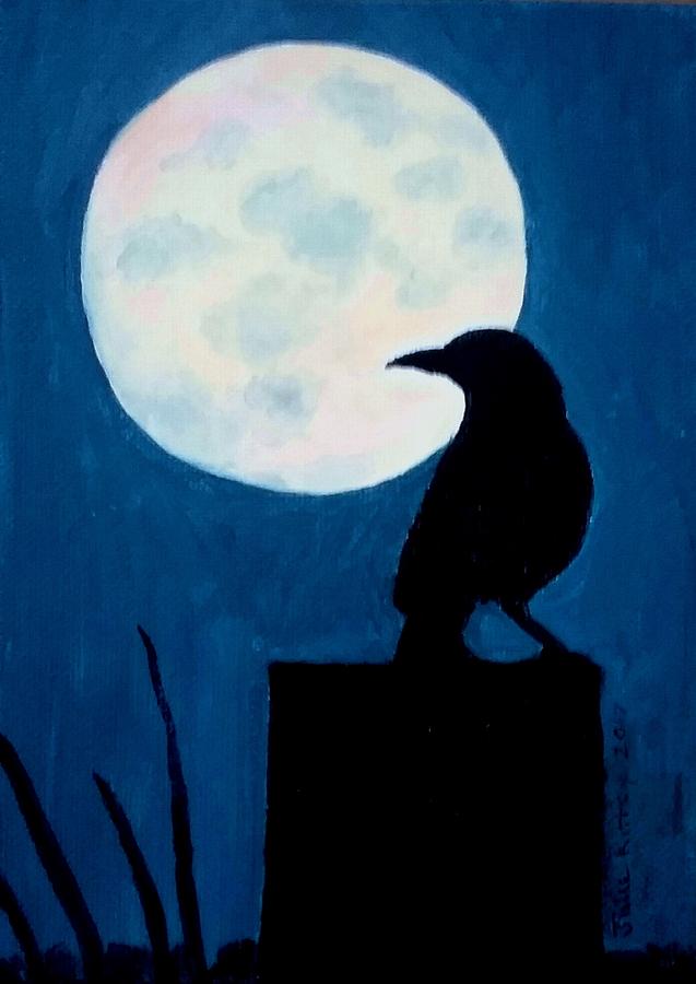 637x900 Midnight Watch - Midnight Raven Painting