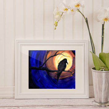 354x354 Shop Sunset Paintings Acrylic On Wanelo - Midnight Raven Painting