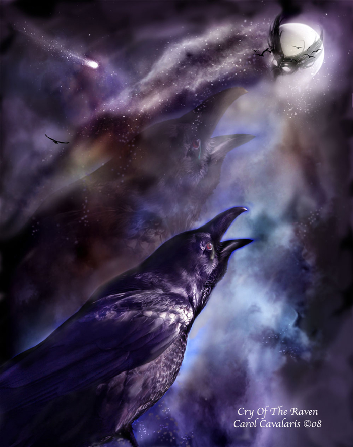 700x888 Fantasy Series Cry Of The Raven Raven In The Midnight Sky Digital - Midnight Raven Painting