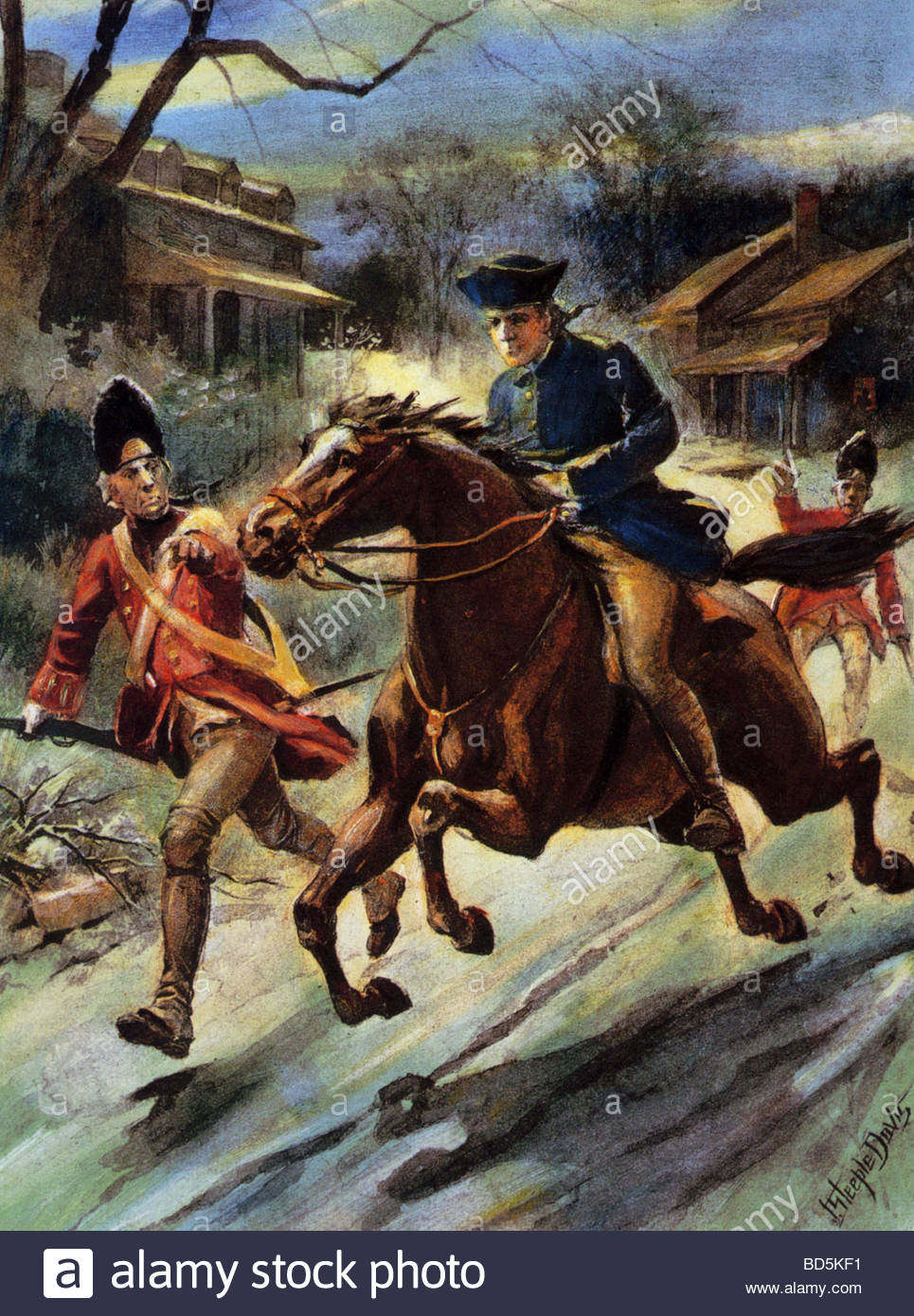 965x1390 The Ride Of Paul Revere April 1775 From A 1920s Print Stock Photo - Midnight Ride Of Paul Revere Painting