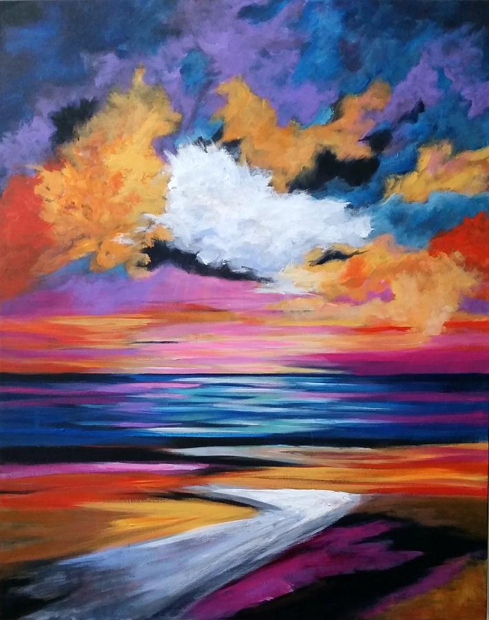 710x900 Midnight Sky Painting By Rosie Sherman - Midnight Sky Painting