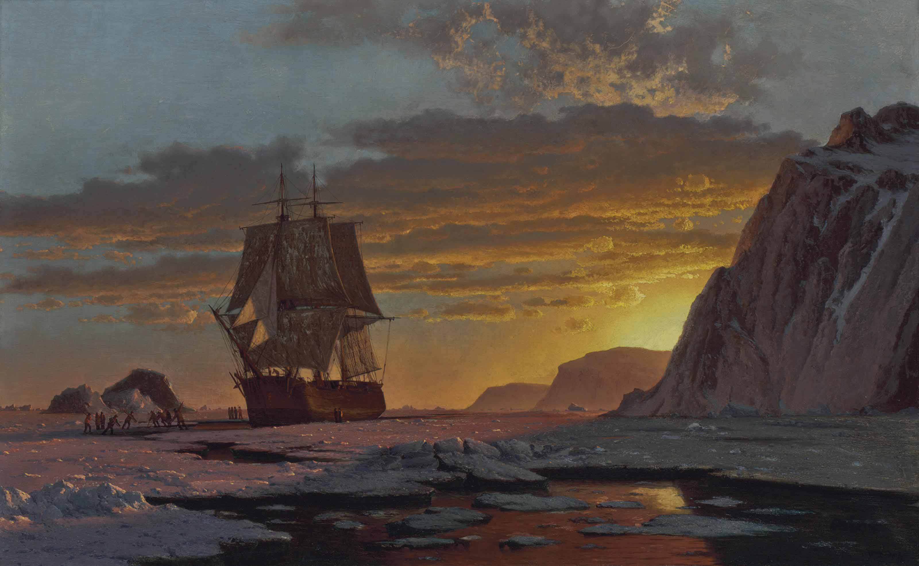 3200x1972 William Bradford (1823 1892) Midnight Sun, The Arctic 19th - Midnight Sun Painting