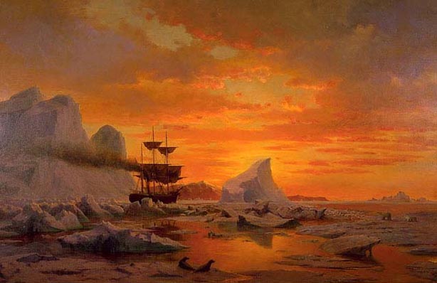 614x398 William Bradford - Midnight Sun Painting