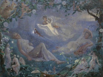 350x263 Midsummer Night's Dream Fairy Painting For Bonhams 19th Century - Midsummer Night Painting