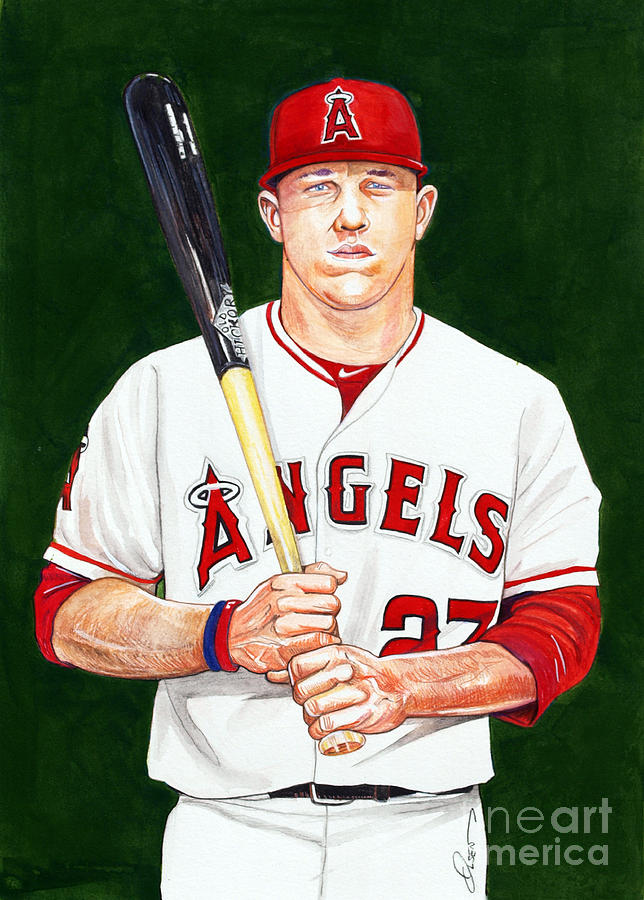 644x900 Mike Trout Painting By Dave Olsen - Mike Olsen Painting