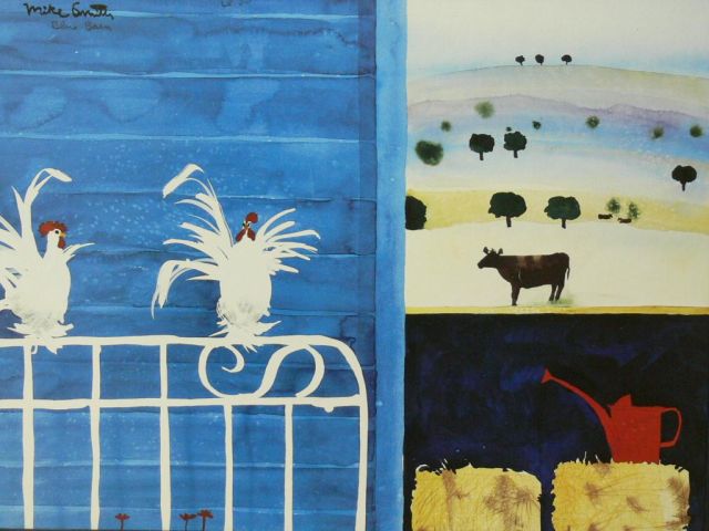 640x480 Mike Smith Water Color Painting Blue Barn - Mike Smith Painting