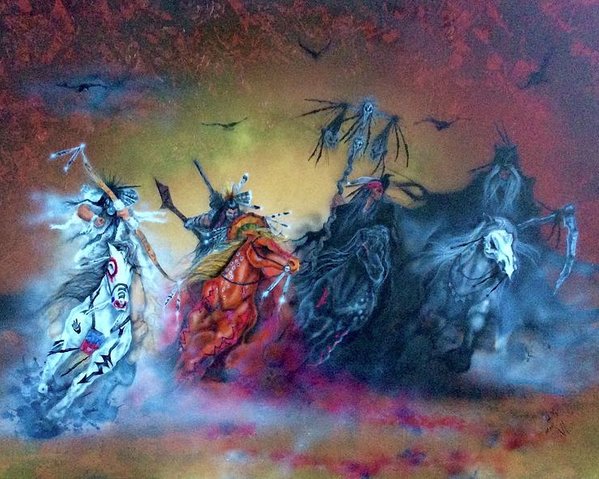 599x479 The Four Horsemen Poster By Mike Smith - Mike Smith Painting