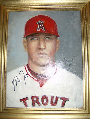 304x400 Mike Trout Autographed Oil Painting - Mike Trout Painting