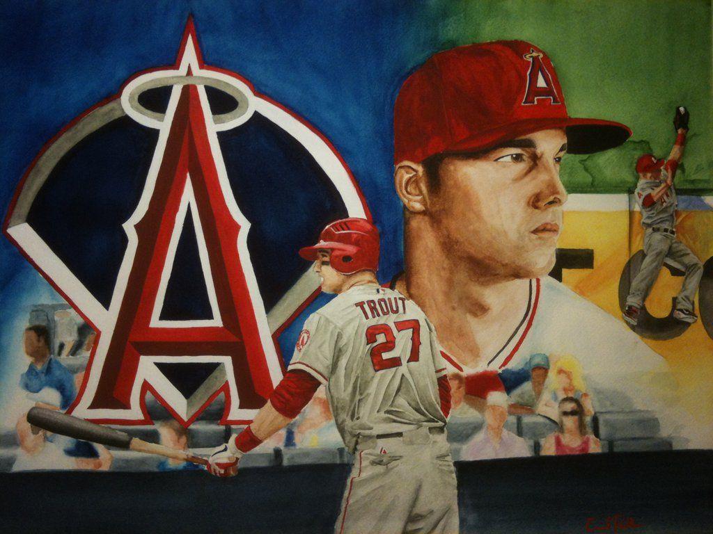 1024x768 Mike Trout Wallpapers - Mike Trout Painting
