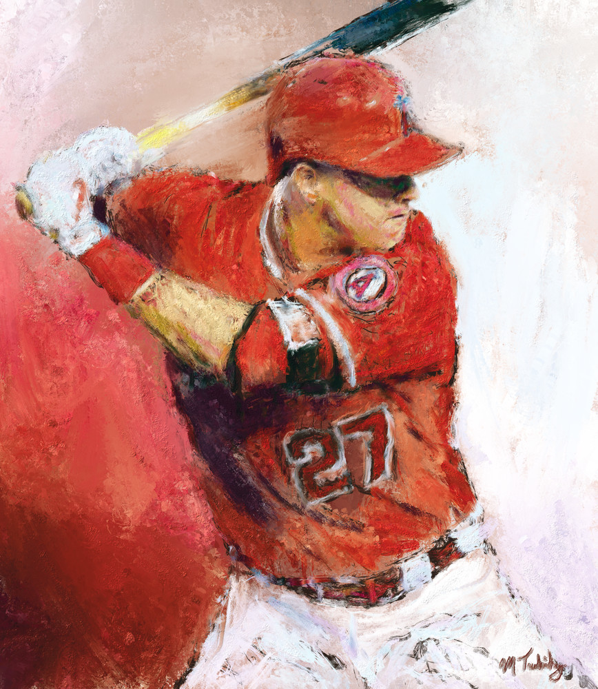868x1000 Mike Trout Painting Sports Artist Mark Trubisky Custom Sports Art - Mike Trout Painting