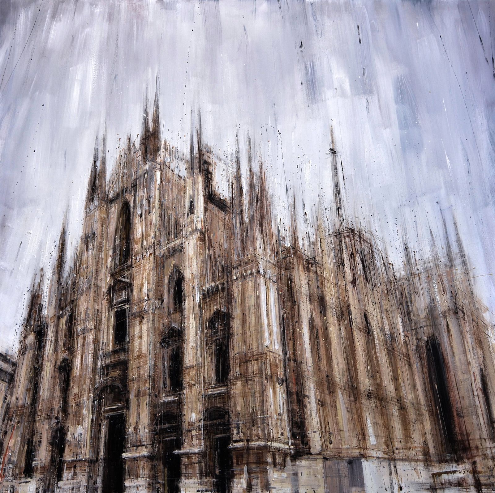1600x1595 New Blurred Cityscapes By Valerio D'Ospina Oil, Paintings - Milano Painting