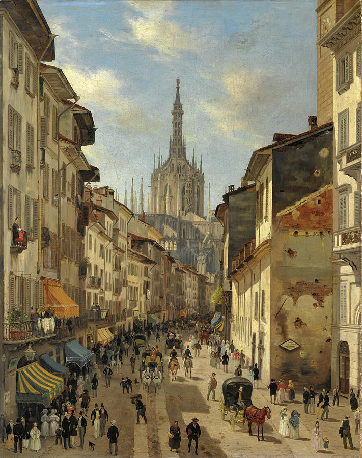 711x900 Corsia Dei Servi. Milano Painting By Giuseppe Canella - Milano Painting