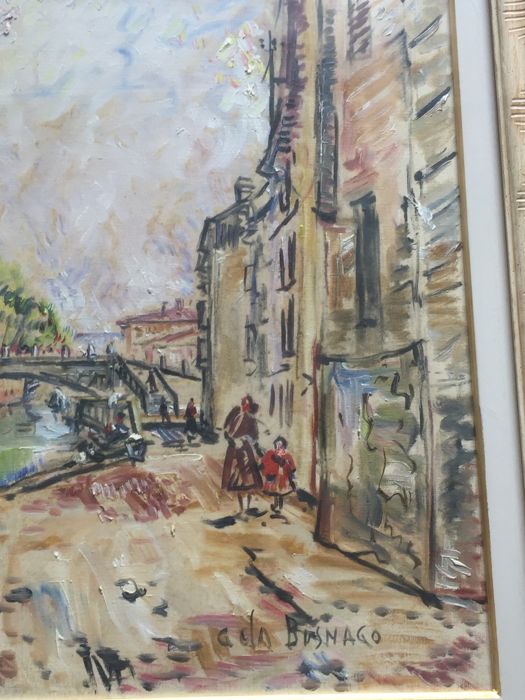 525x700 Giovanni Da Busnago (19081972) Milano Scorcio Del Naviglio - Milano Painting