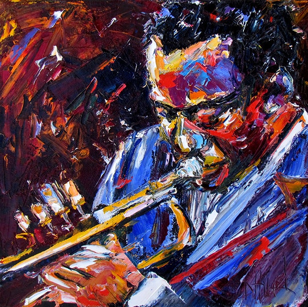 615x612 Miles Davis Painting Jazz Trumpet Art Music Paintings By Debra - Miles Davis Painting