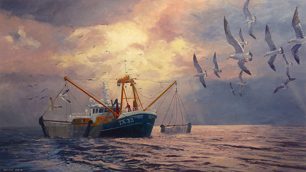 1300x731 Trawler Tx33 Hauling In The Nets - Miles Painting