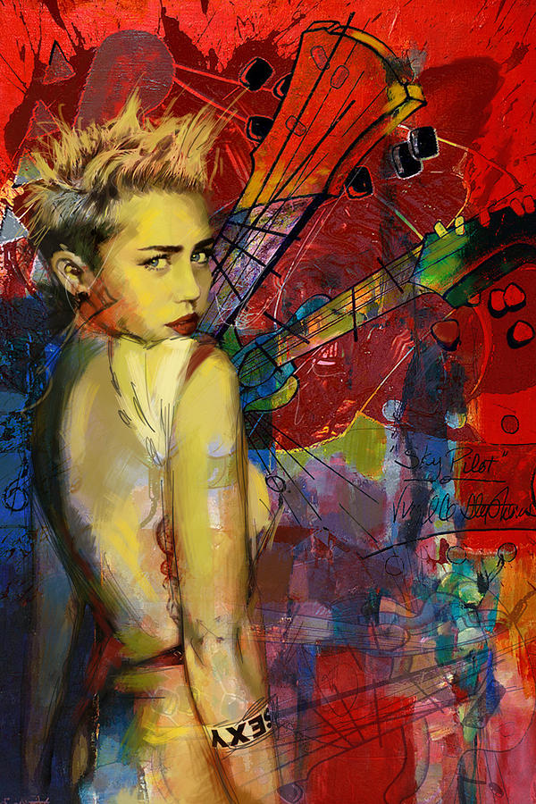 600x900 Miley Cyrus Painting By Corporate Art Task Force - Miley Cyrus Painting
