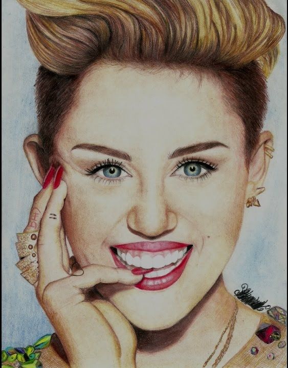 563x720 Miley Cyrus Art Drawing Painting Color Pencil Markers Sketch - Miley Cyrus Painting