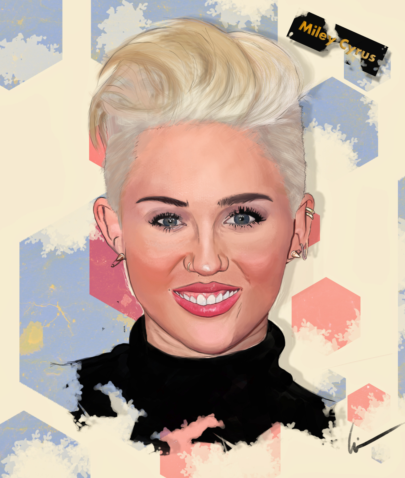 1315x1553 Miley Cyrus By 1stylz - Miley Cyrus Painting