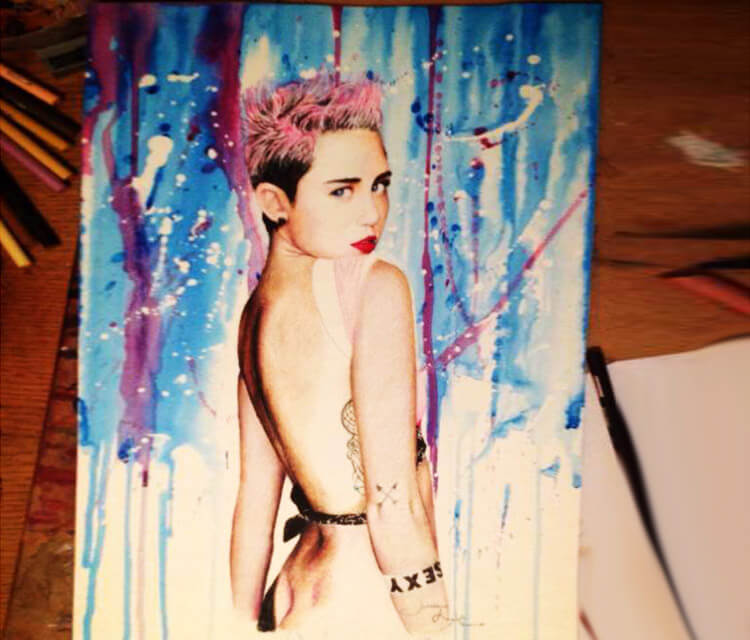 750x640 Miley Cyrus Painting By Jonathan Knight Art No. 931 - Miley Cyrus Painting