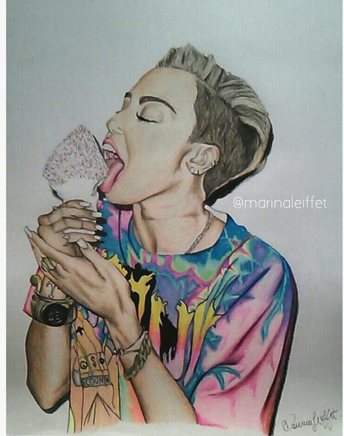 500x633 My Drawing Of Miley On We Heart It - Miley Cyrus Painting