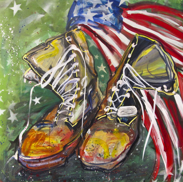 640x637 Mg Stout Artwork What These Boots Have Seen Original Painting - Military Painting
