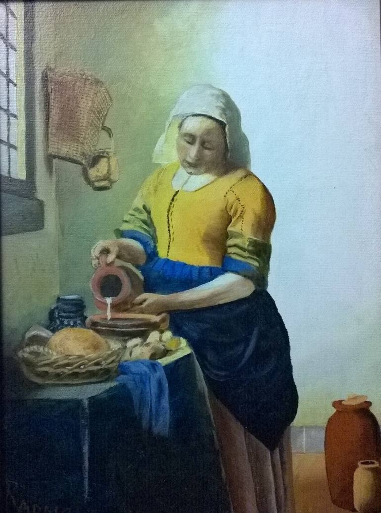 770x1036 Saatchi Art The Milkmaid Vermeer Painting By Ron Adair - Milk Maid Painting