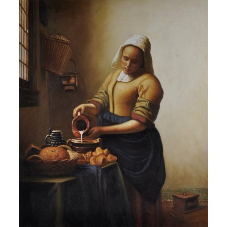 458x458 The Milkmaid, Circa 1658 60 By Johannes Vermeer Oil Painting - Milkmaid Painting
