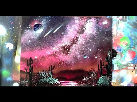 480x360 How To Spray Paint Milky Way Galaxy, Waterfall, Trees Jungle - Milky Way Galaxy Painting