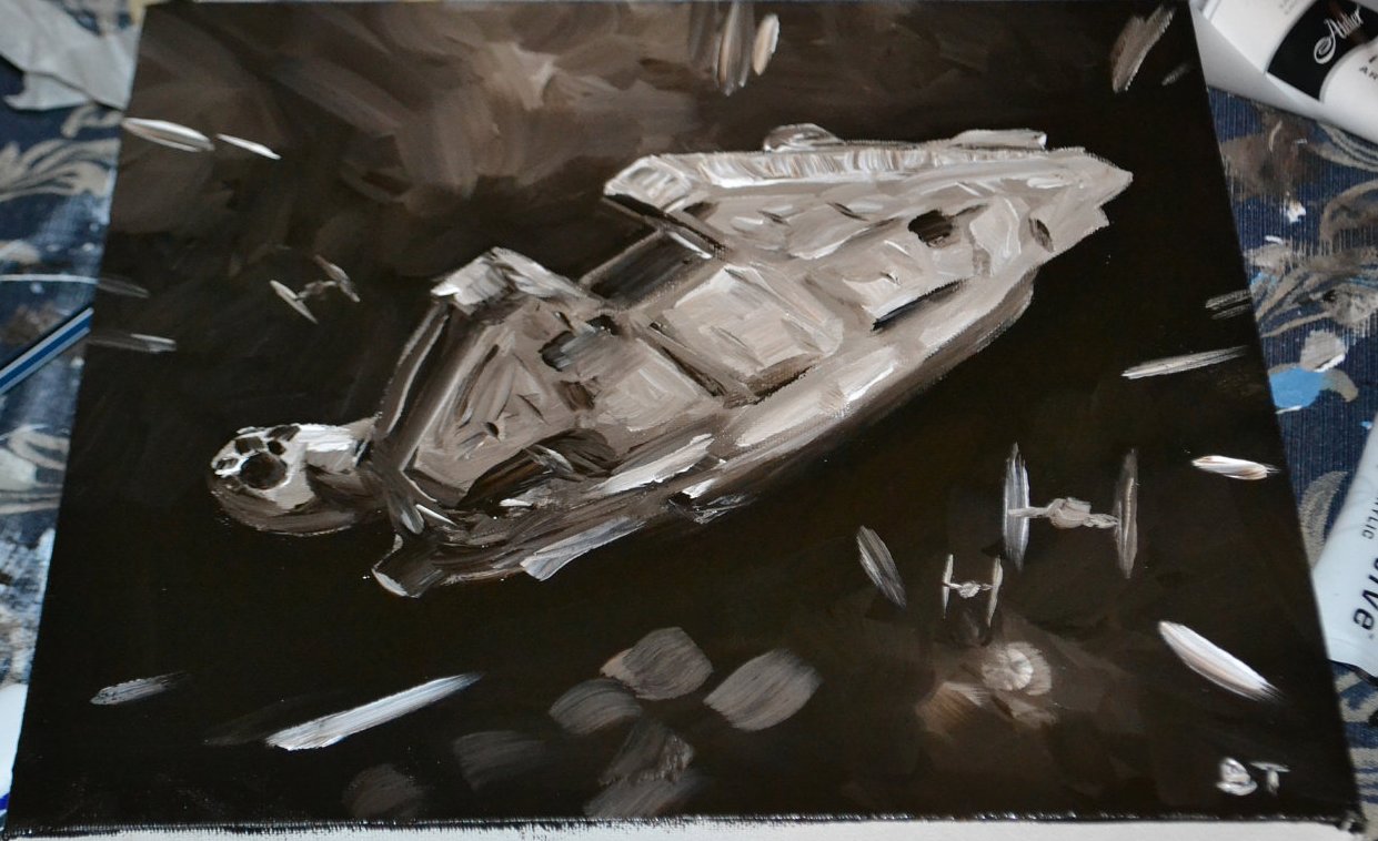 1241x758 Millennium Falcon Painting By Benjamin Tankard Mffanrodders's Blog - Millennium Falcon Painting
