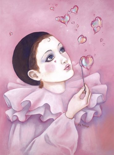 369x500 Mime With Heart Bubbles Painting By Judy Mastrangelo Contemporary - Mime Painting