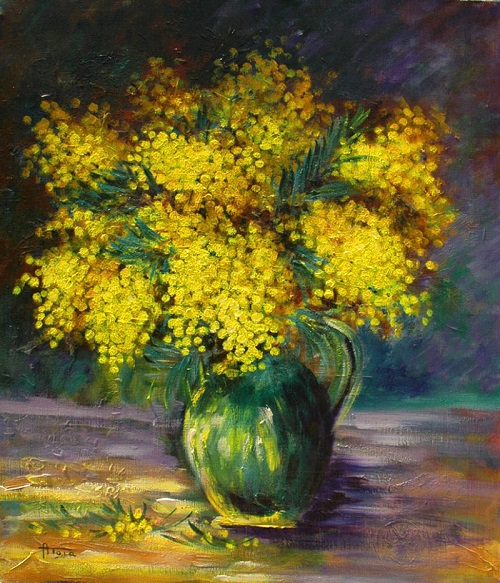 500x583 Mimosa. Artist Annie Toja - Mimosa Painting