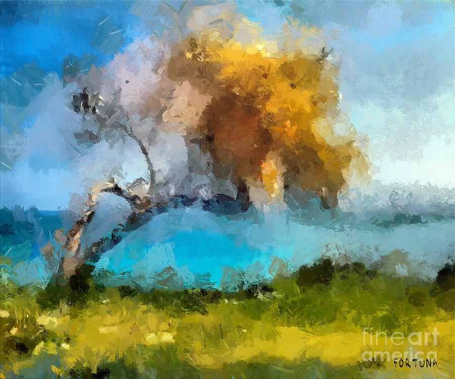 900x750 Old Mimosa Tree Painting By Dragica Micki Fortuna - Mimosa Painting