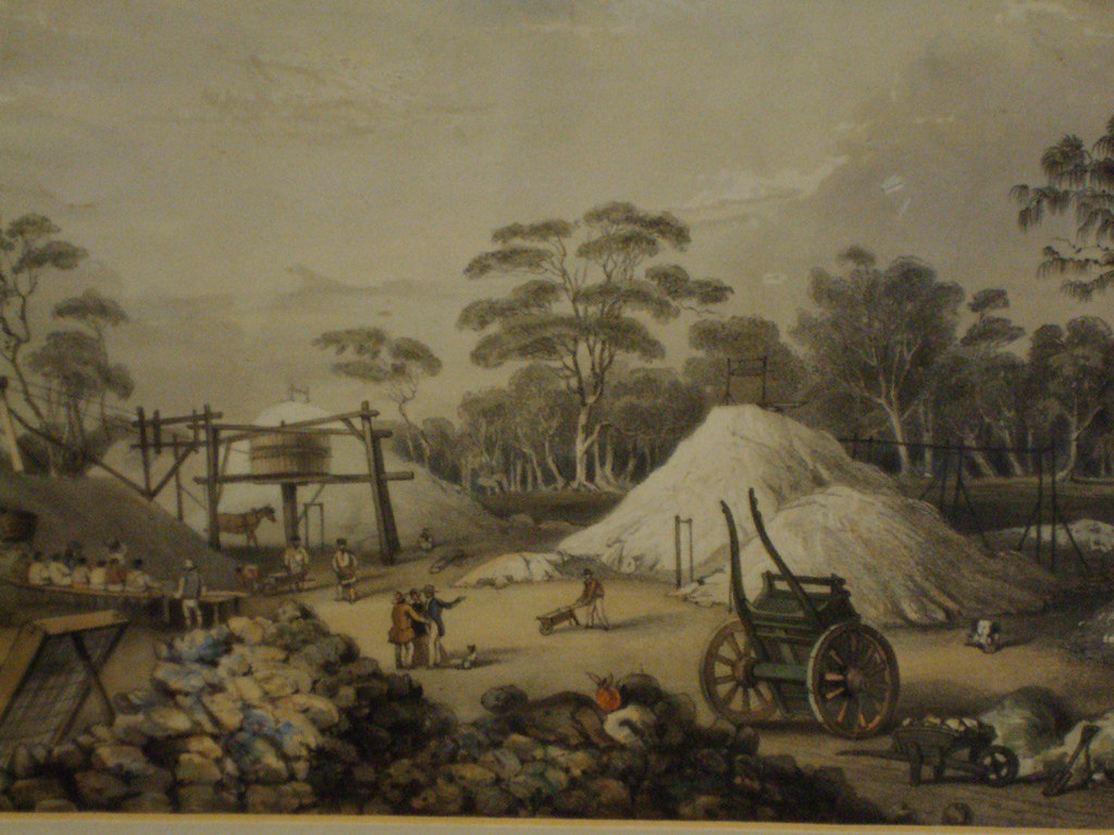 1024x768 Kapunda Copper Mine Painting By George French Angas About - Mine Painting