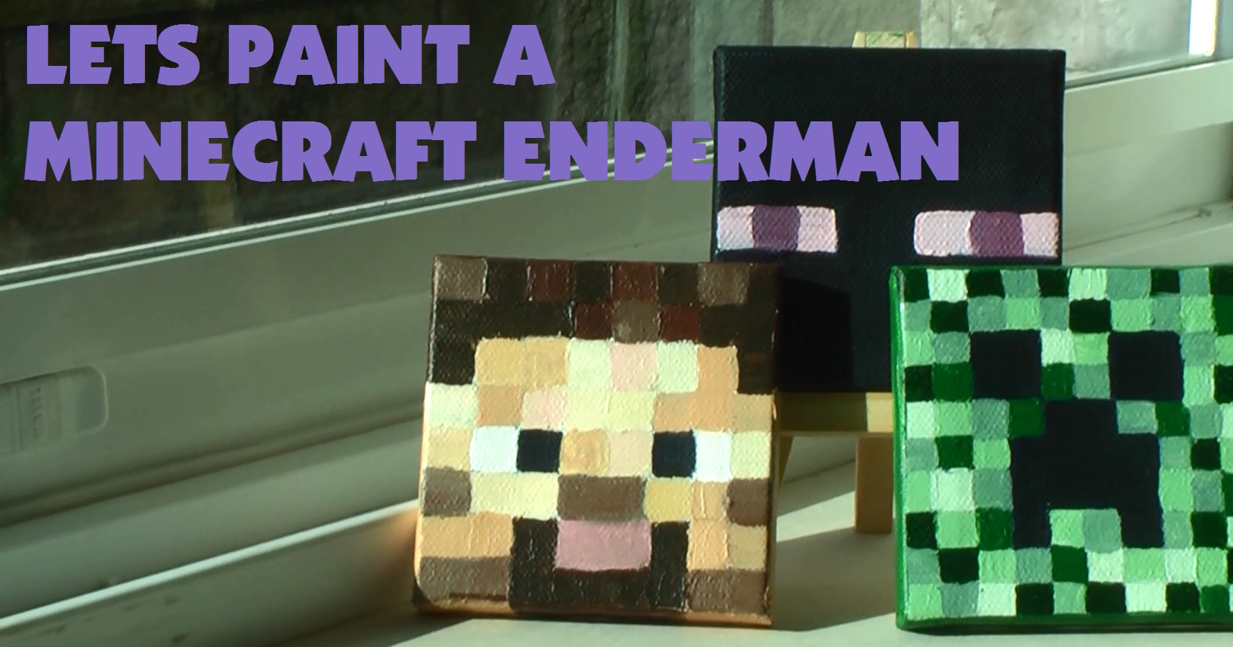 1778x933 How To Paint A Minecraft Enderman Face In Acrylic My Art Life - Minecraft Canvas Painting