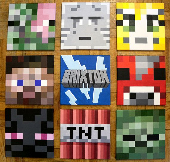 570x545 Original Acrylic Paint Canvas Art Size 8x8 Panel Canvas - Minecraft Canvas Painting