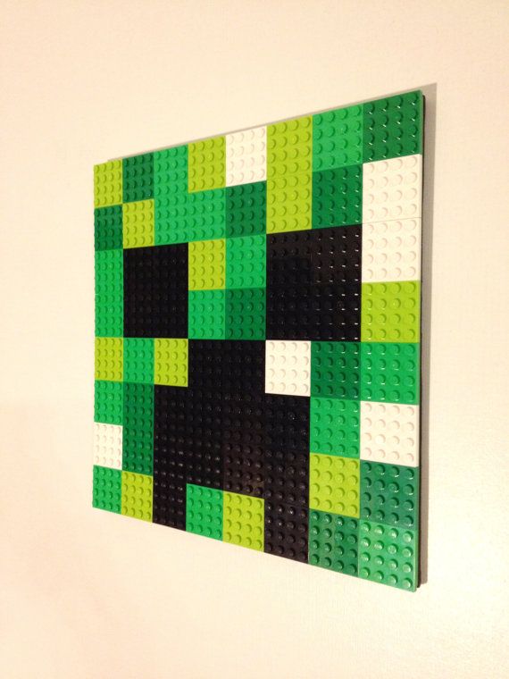570x760 Minecraft Inspired Lego Wall Art Creeper Hanging Picture, Pixel 8 - Minecraft Creeper Painting
