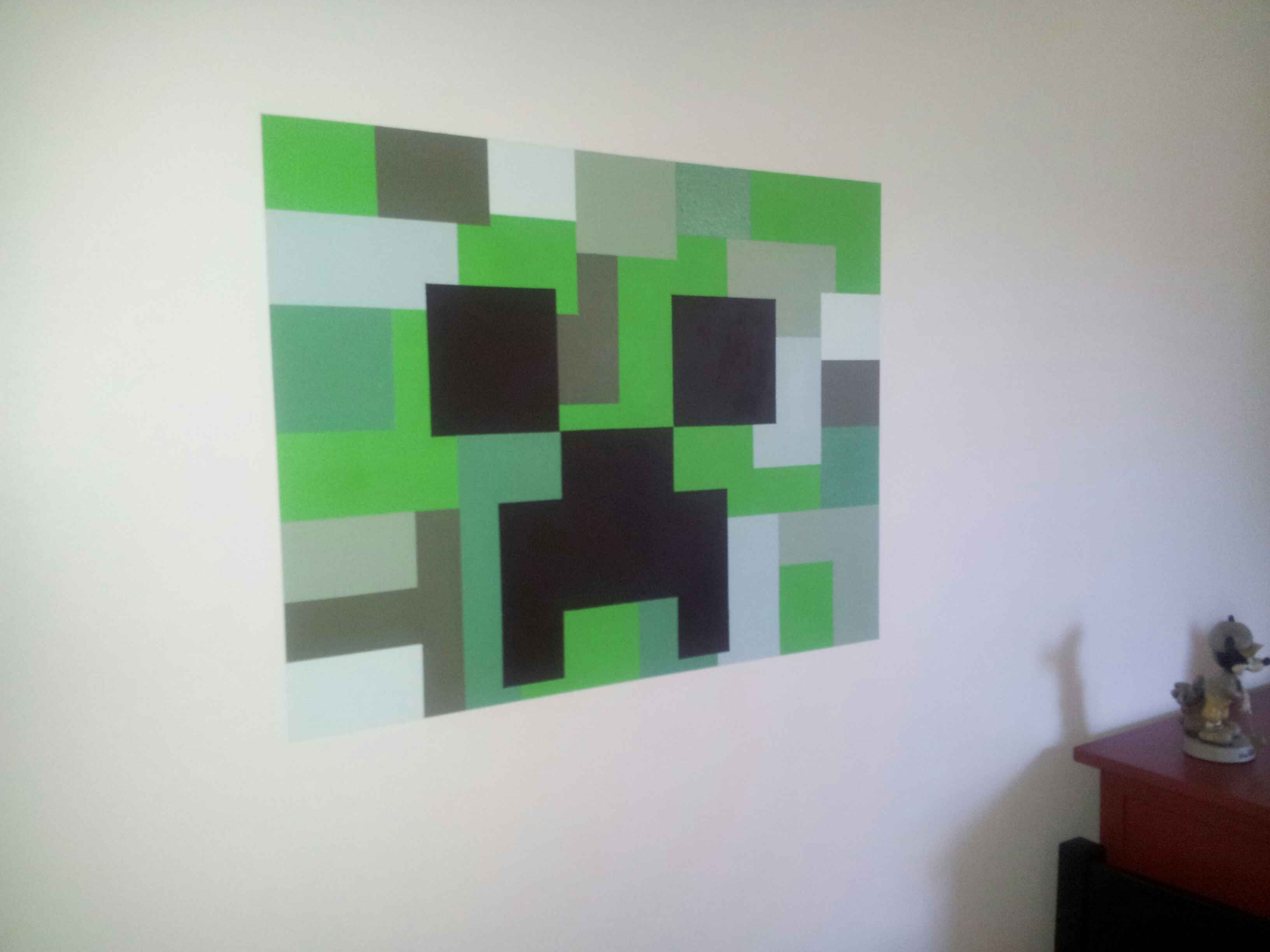 3264x2448 Minecraft Creeper Painted On Wall In Boys Room Js Room - Minecraft Creeper Painting