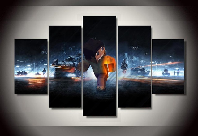 640x439 Wall Art Photos Minecraft In Battlefield Paintings On Canvas - Minecraft Painting