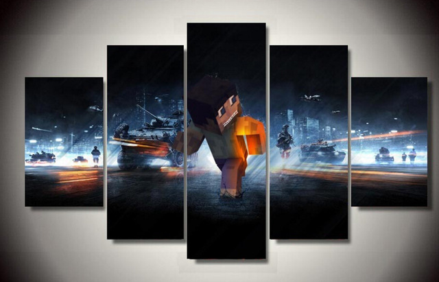 640x411 Framed Printed Minecraft In Battlefield Painting On Canvas - Minecraft Painting Poster