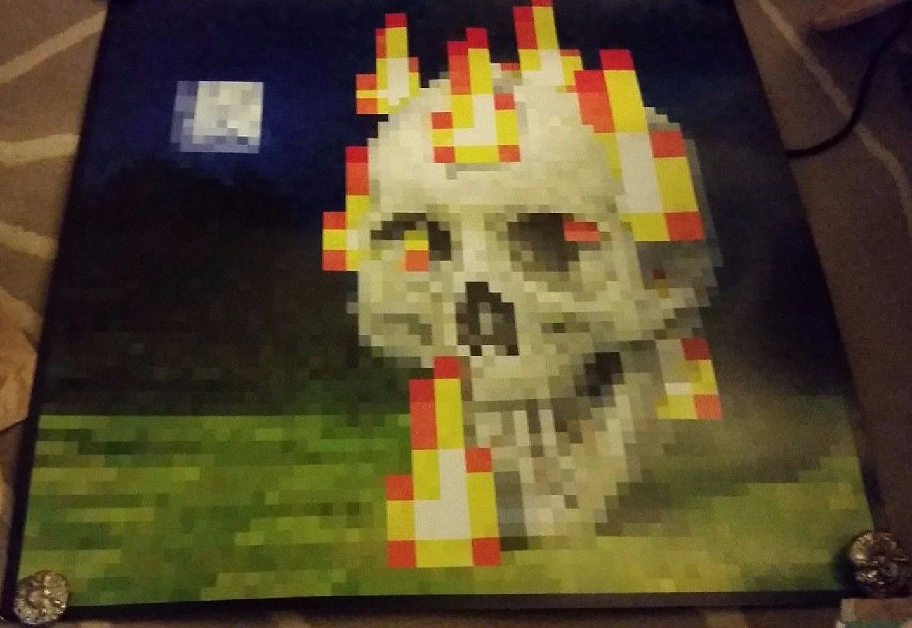 minecraft burning skull poster