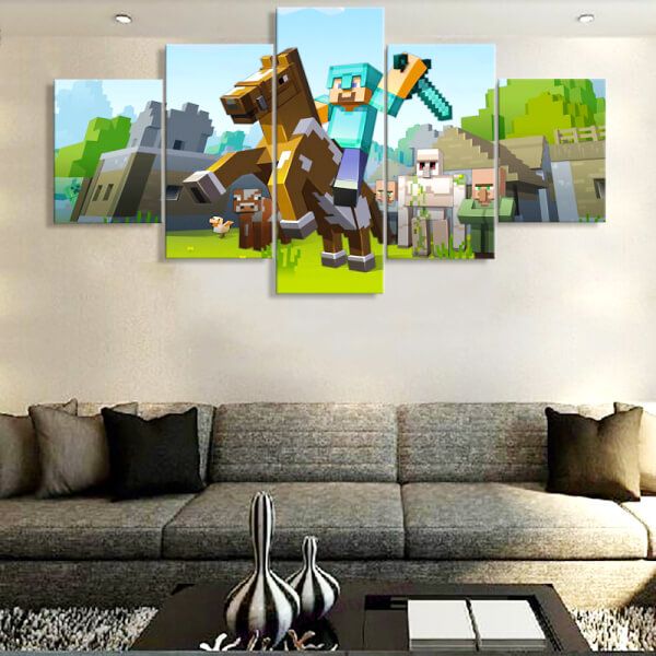600x600 Canvas Wall Art Pictures Modern Living Room Decor Hd Printed - Minecraft Painting Poster