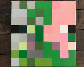 340x270 Minecraft Painting Etsy - Minecraft Pig Painting