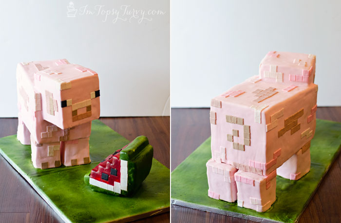 700x459 Minecraft Birthday Cake Tutorial Ashlee Marie - Minecraft Pig Painting